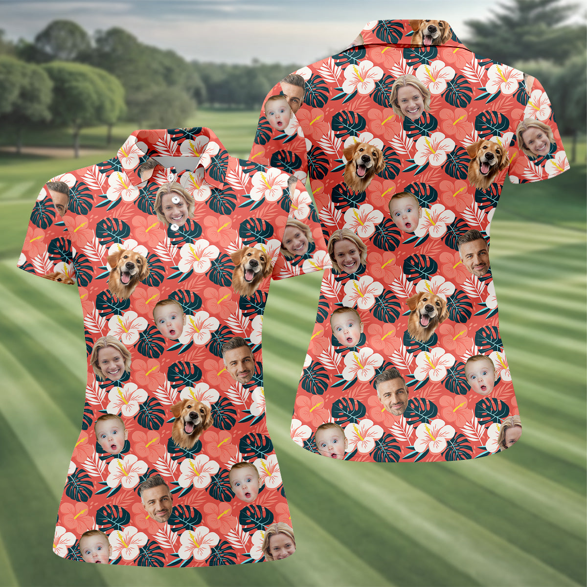 Womens Hawaiian Golf Shirts, Custom Hawaiian Shirt With Face, Women's Long Sleeve Golf Shirts, Ladies Golf Tops