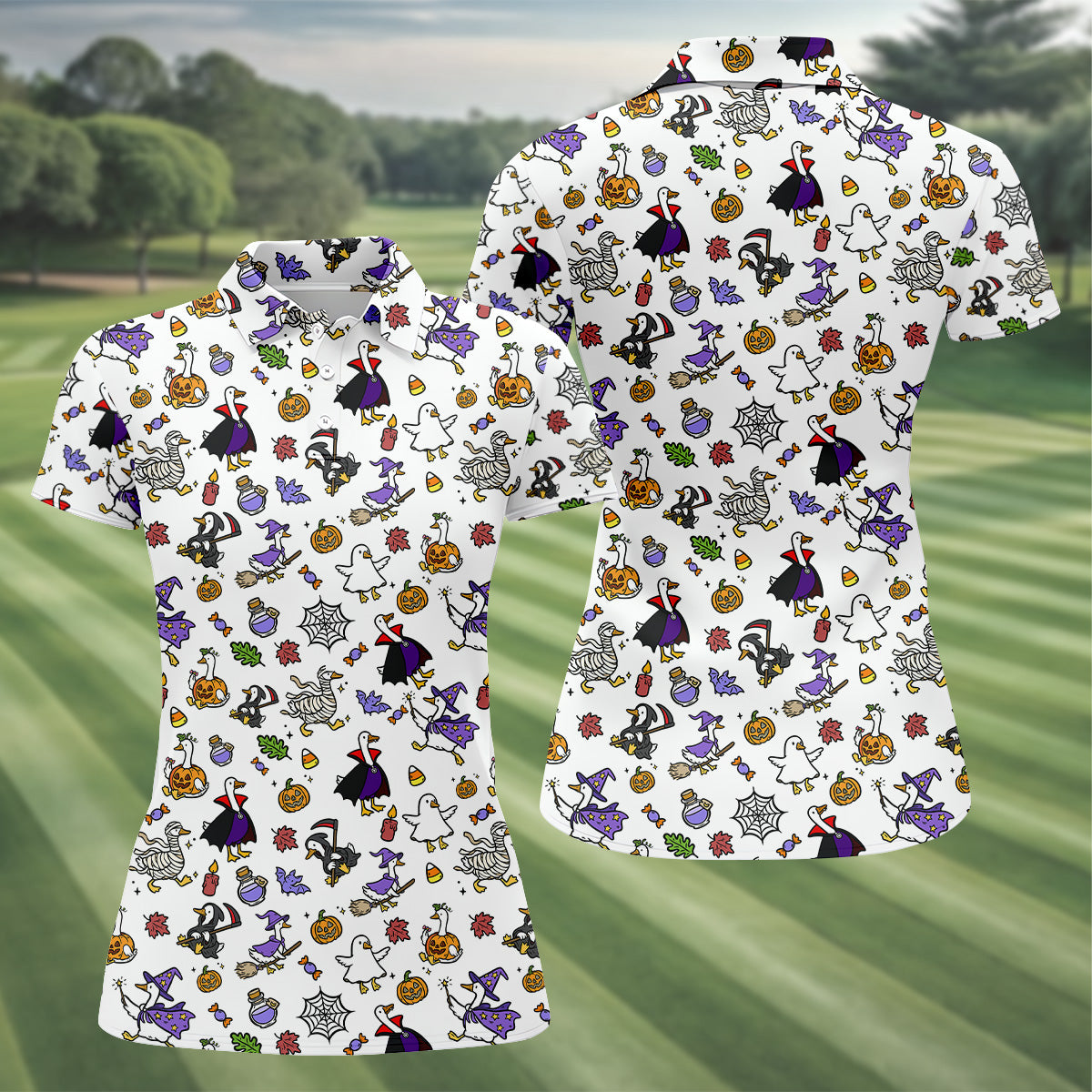 Goose Halloween Golf Shirt, Patterned Golf Polos, Ladies Sleeveless Golf Shirts, Ladies Golf Shirts