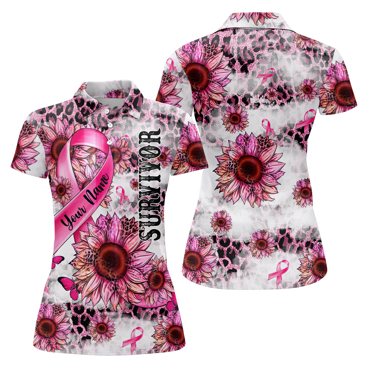 Breast Cancer Golf Shirt, Sleeveless Womens Golf Shirts, Ladies Golf Tops, Pink Ribbon Breast Cancer
