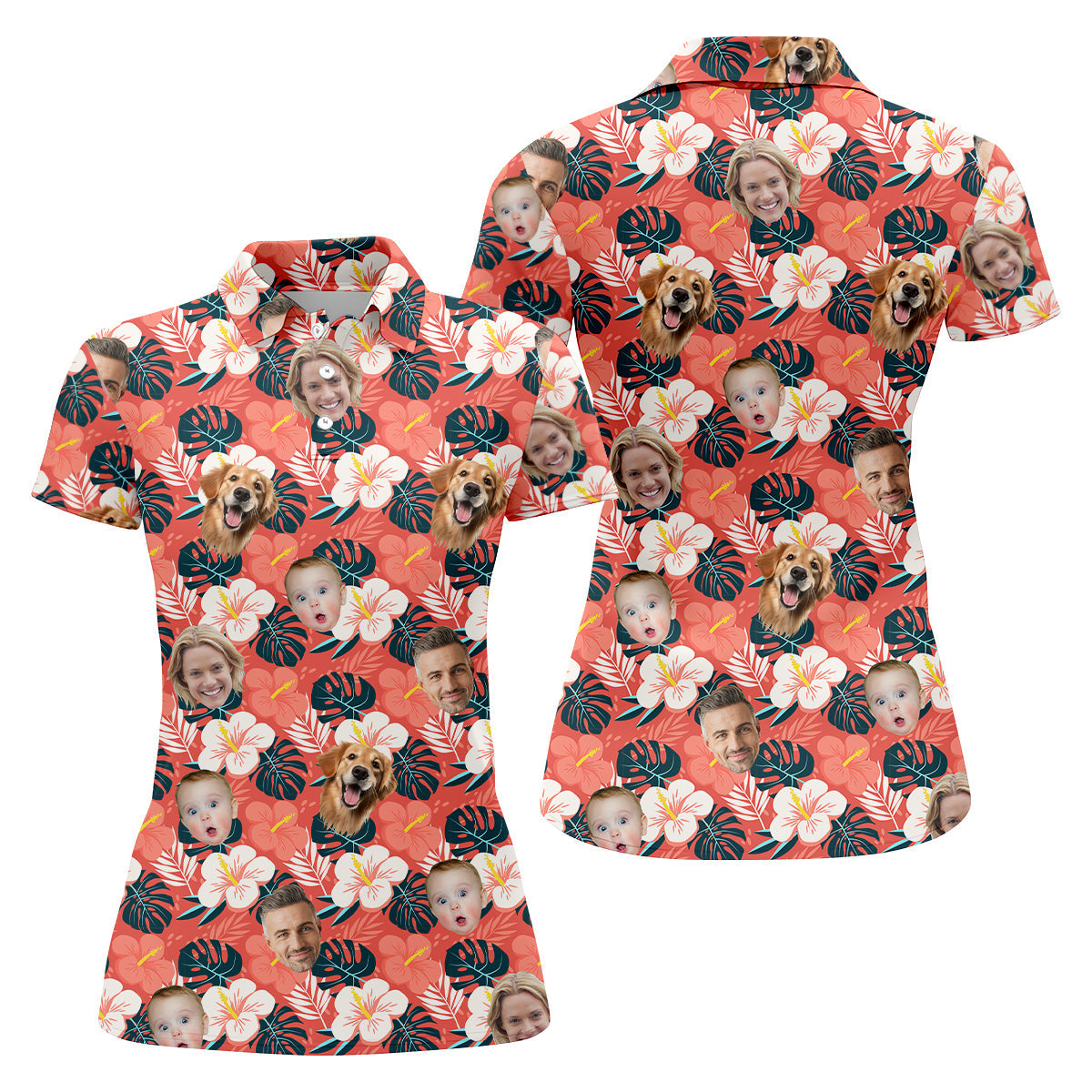 Womens Hawaiian Golf Shirts, Custom Hawaiian Shirt With Face, Women's Long Sleeve Golf Shirts, Ladies Golf Tops