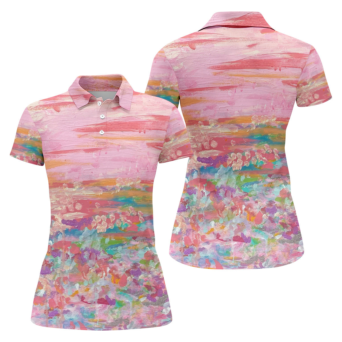 Ombre Colorful Breast Cancer Golf Shirt, Matching Golf Shirt, Ladies Golf Tops, Pink Ladies Shirt