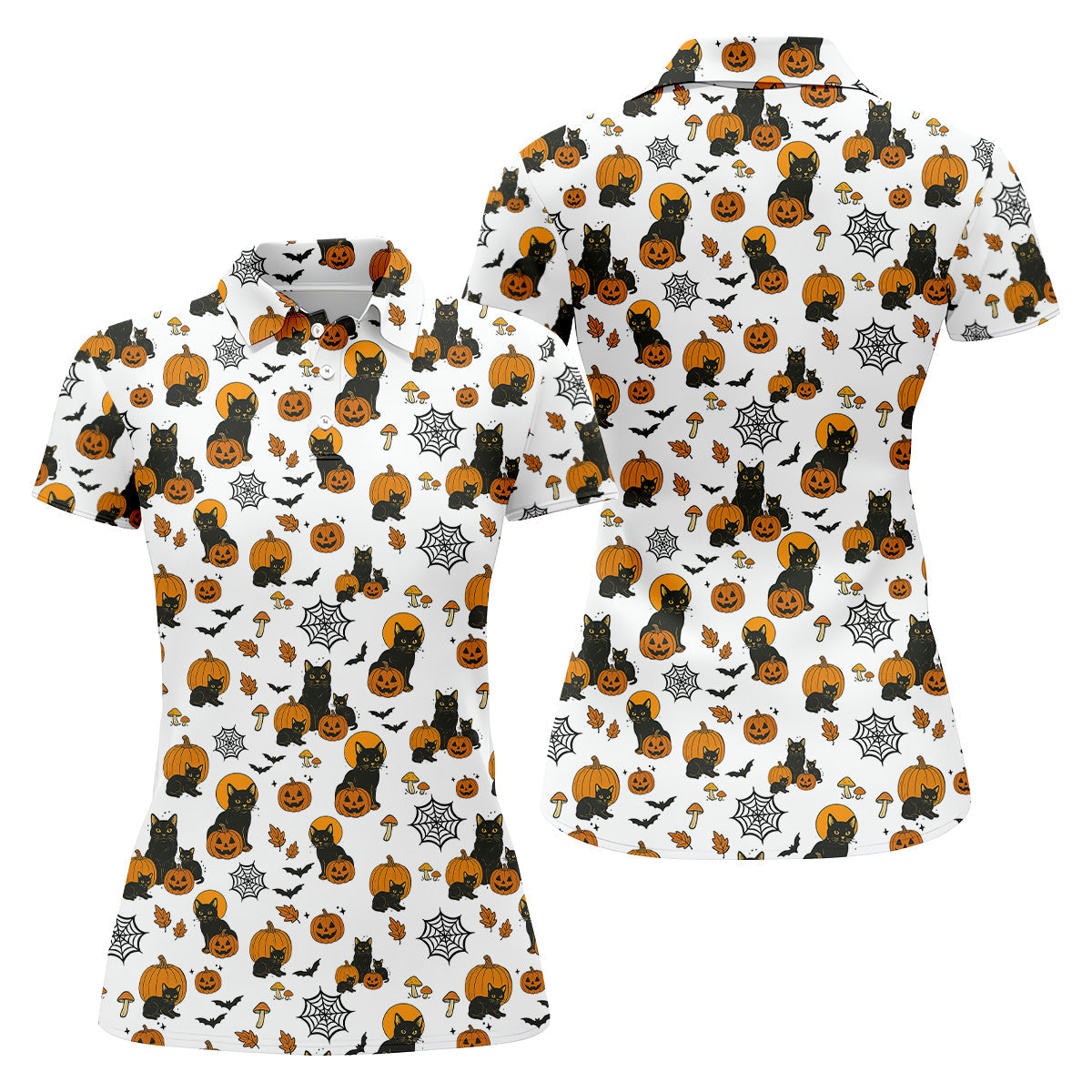 Halloween Black Cat, Pumpkin Shirt, Funniest Halloween Shirts, Womens Golf Tops, Ladies Golf Polo, Golfing Apparel
