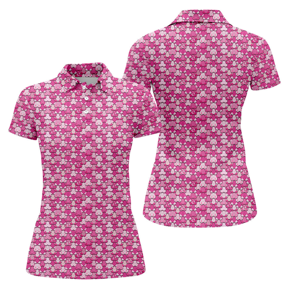 Funny Titties Breast Cancer Polo Shirt, Funny Boobs Golf Shirt, Breast Cancer Golf Shirt, Funny Women Golf Shirt