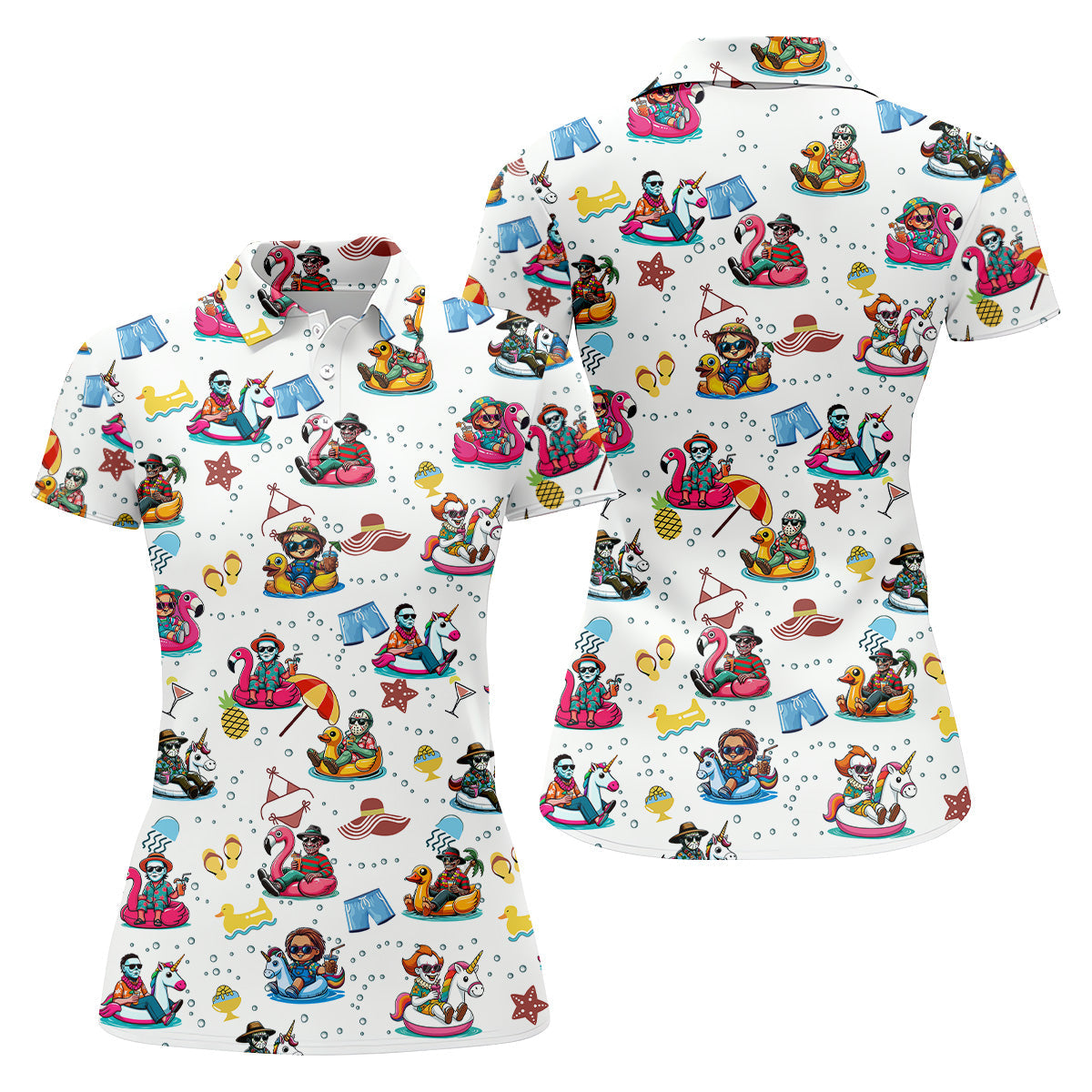 Halloween Summer, Fun Golf Polos, Sleeveless Womens Golf Shirts, Ladies Golf Shirts, Michael Myers, Freddy Krueger, Pennywise