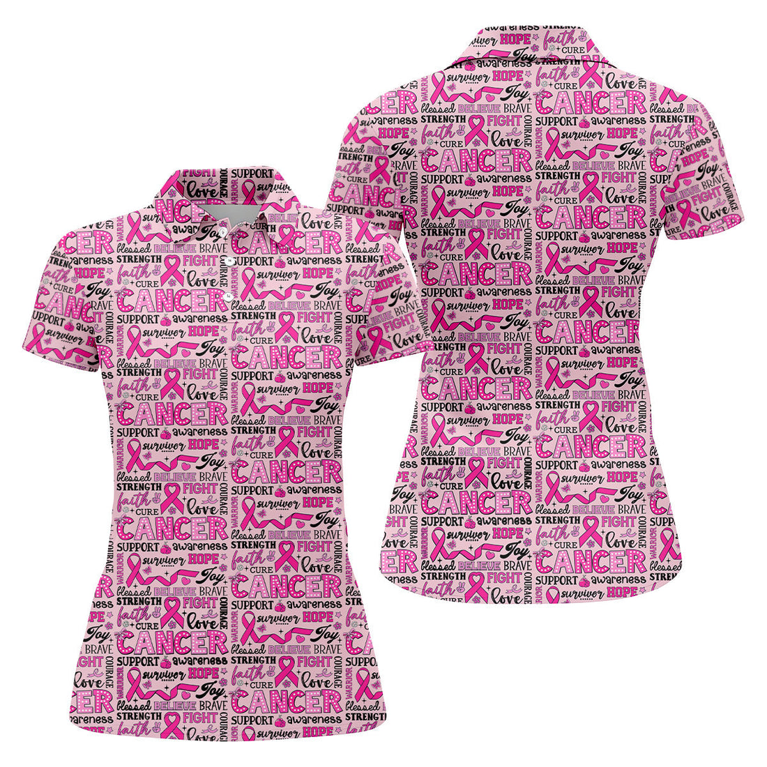 Pink Ribbon Breast Cancer Awareness Shirt, Ladies Sleeveless Tops, Ladies Golf Shirts, Golfing Apparel