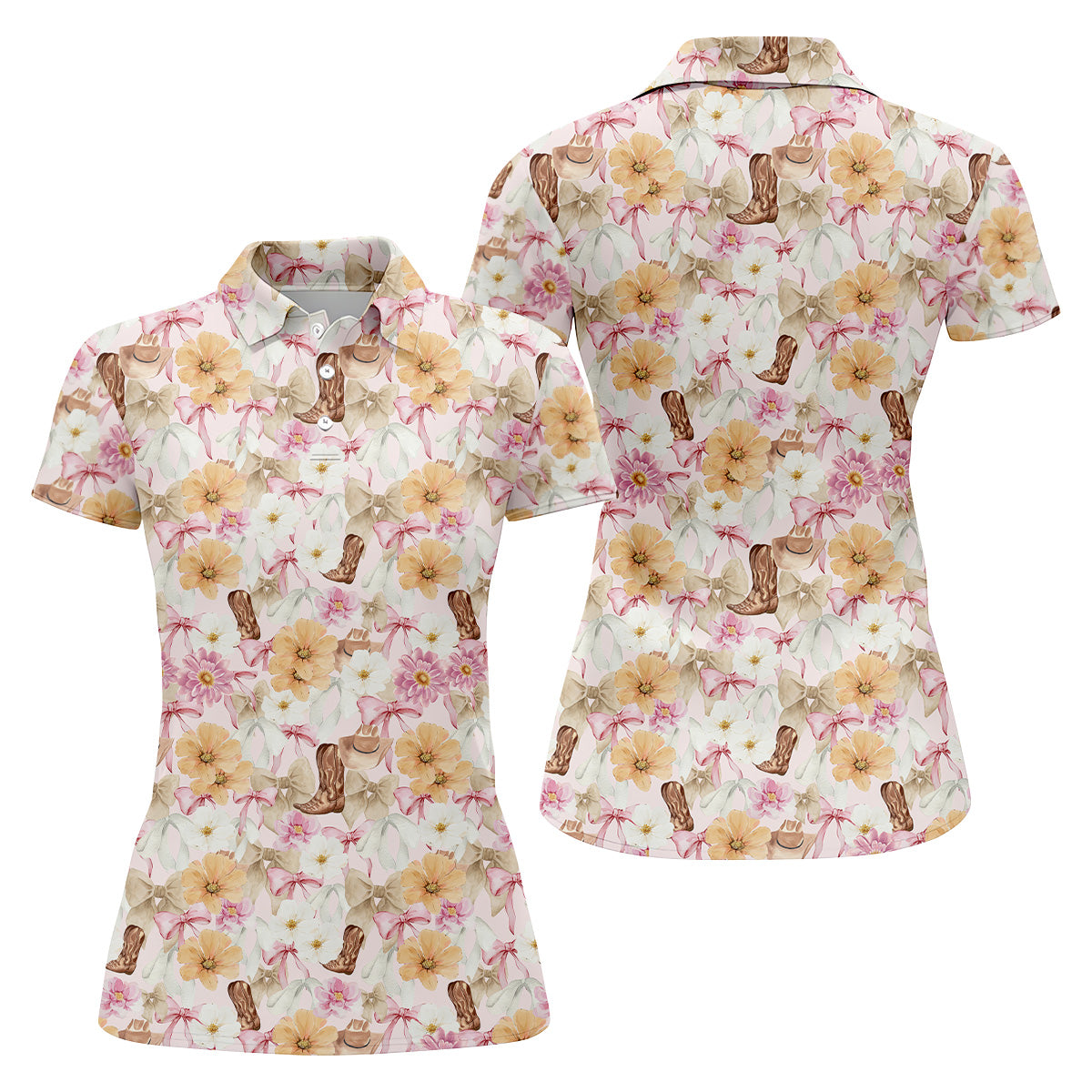 Coquette Flower Western Golf Shirt, Cute Golf Outfit, Matching Golf Shirt, Ladies Golf Shirts