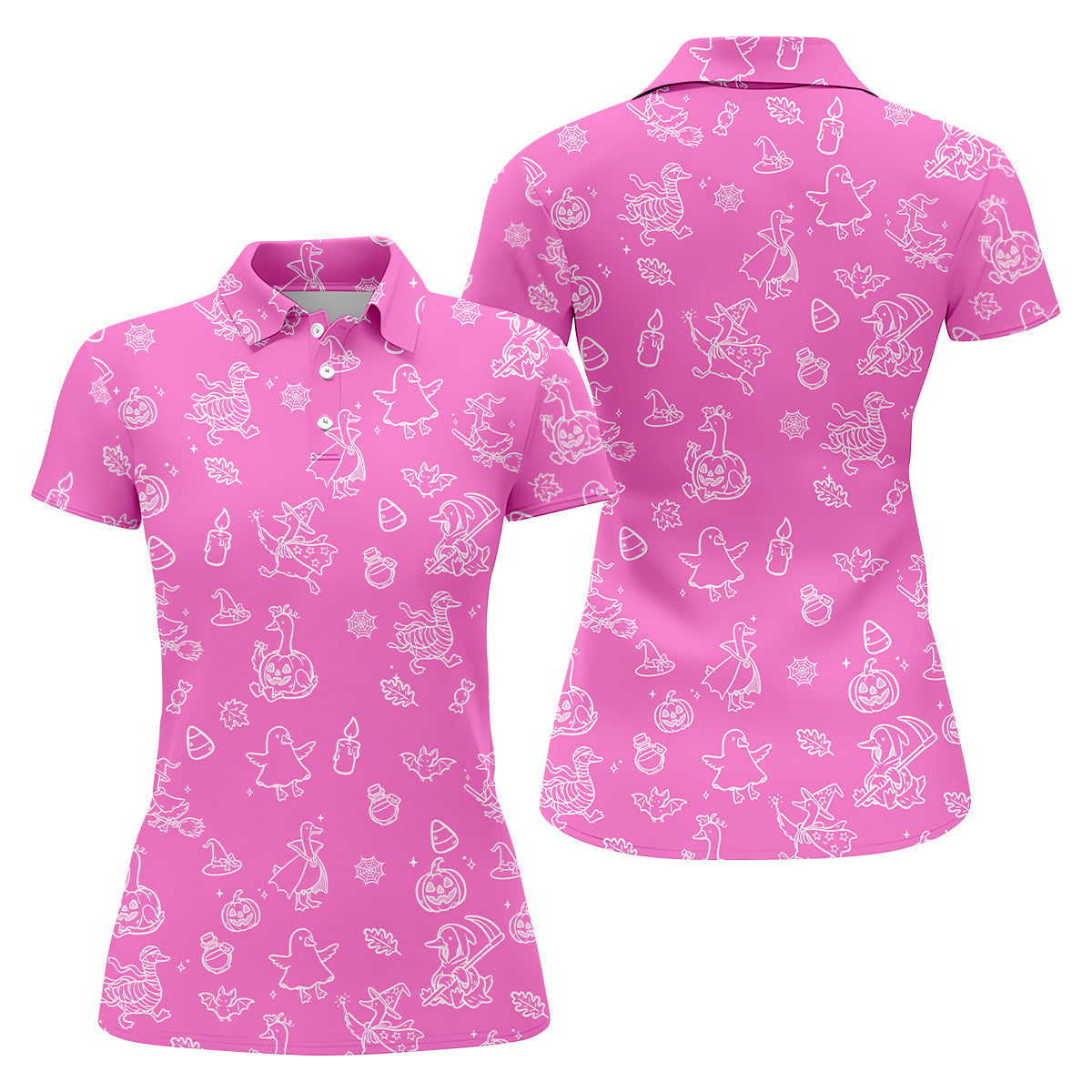 Goose Halloween, Doodle Pattern, Pink Golf Shirt, Sleeveless Womens Golf Shirts, Women Golf Top, Ladies Golf Shirts