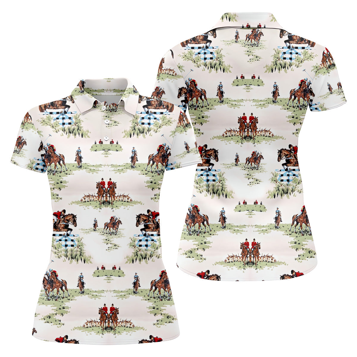 Equestrian Theme Womens Sleeveless Polo, Ladies Golf Polos, Women's Polo Shirt, Golfing Apparel