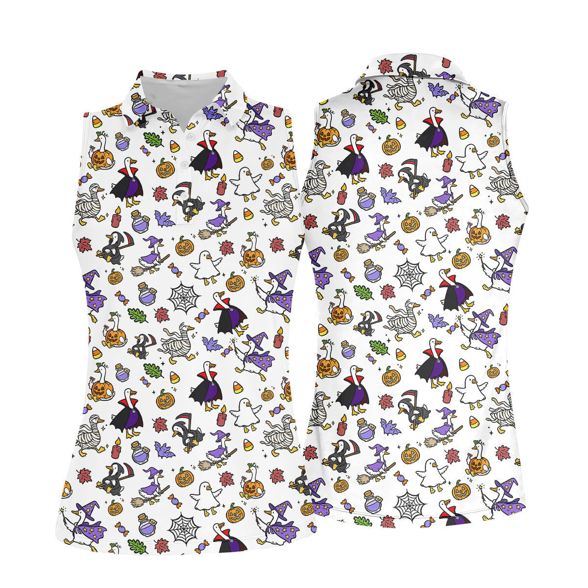 Goose Halloween Golf Shirt, Patterned Golf Polos, Ladies Sleeveless Golf Shirts, Ladies Golf Shirts