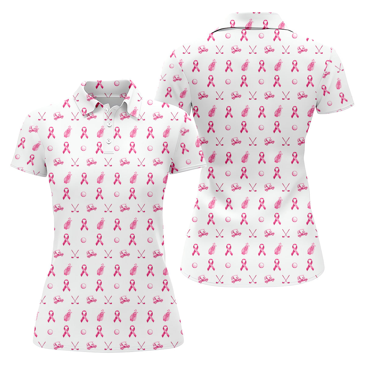 Pink Ribbon Women Golf Shirt, Breast Cancer Golf Shirt, Breast Cancer Awareness Shirts, Ladies Golf Shirt