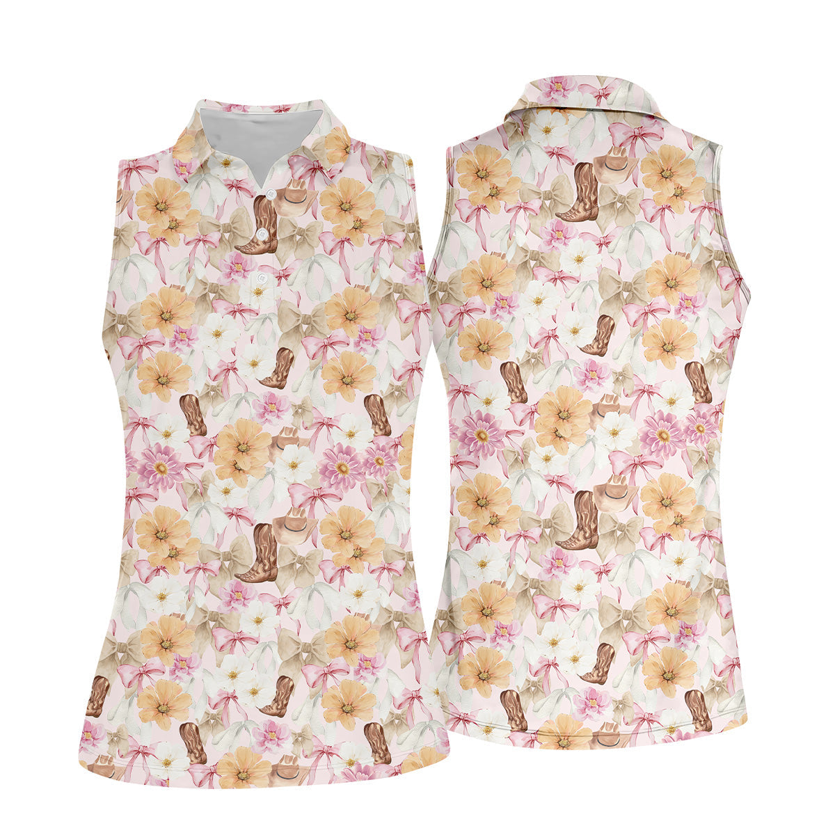 Coquette Flower Western Golf Shirt, Cute Golf Outfit, Matching Golf Shirt, Ladies Golf Shirts