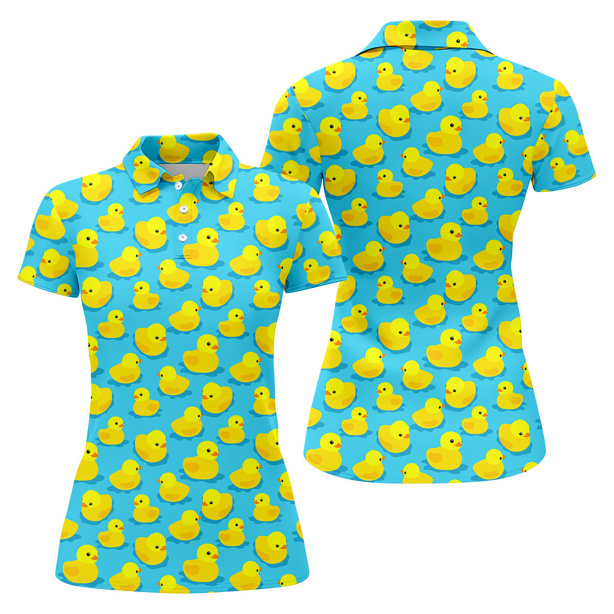 Funny Yellow Ducks Golf Polo Shirt, Fun Womens Golf Shirts, Ladies Golf Shirt, Golf Gift For Her