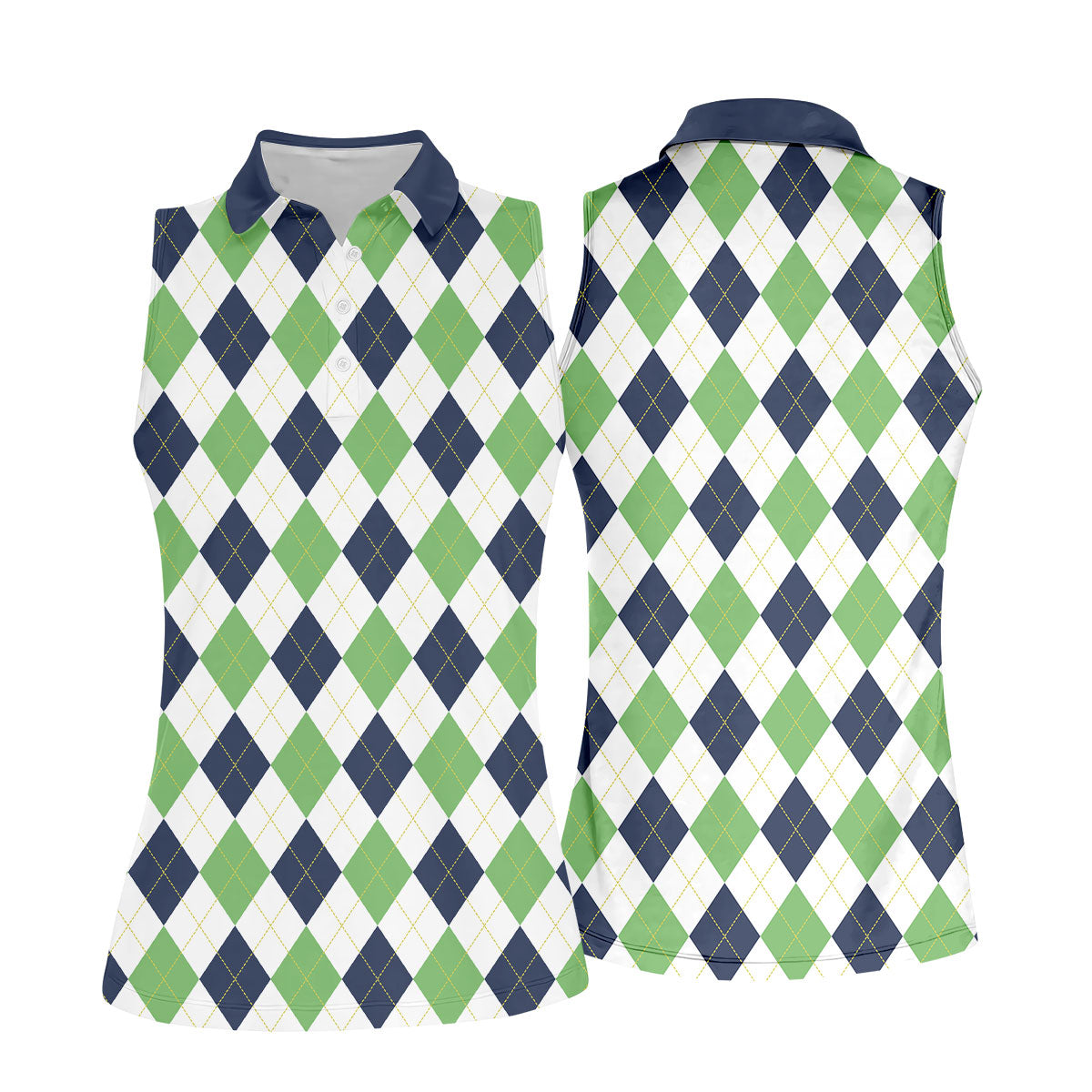 Green And Black Argyle Sleeveless Womens Golf Shirts, Ladies Pink Golf Shirt, Womens Golf Polo Shirts, Womens Golf Tops