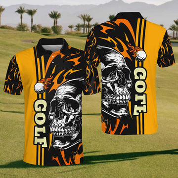 Nightmare Golf Skull Mens Golf Polo Shirt, Mens Goft Shirt, Gift For Golf Lovers