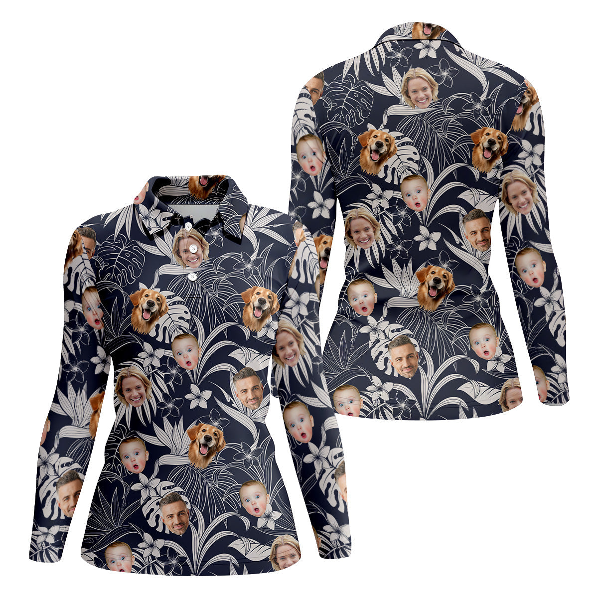 Black Floral Shirt Women, Vintage Aloha Shirts, Ladies Palm Tree Shirt, Custom Face Shirt, Ladies Golf Shirts