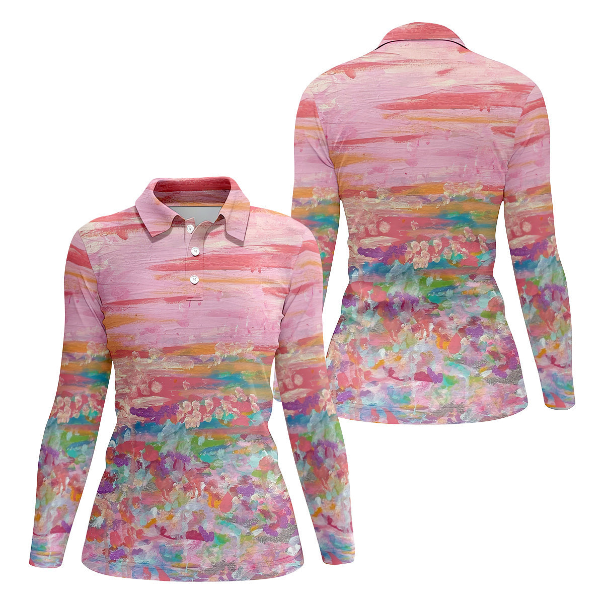 Ombre Colorful Breast Cancer Golf Shirt, Matching Golf Shirt, Ladies Golf Tops, Pink Ladies Shirt