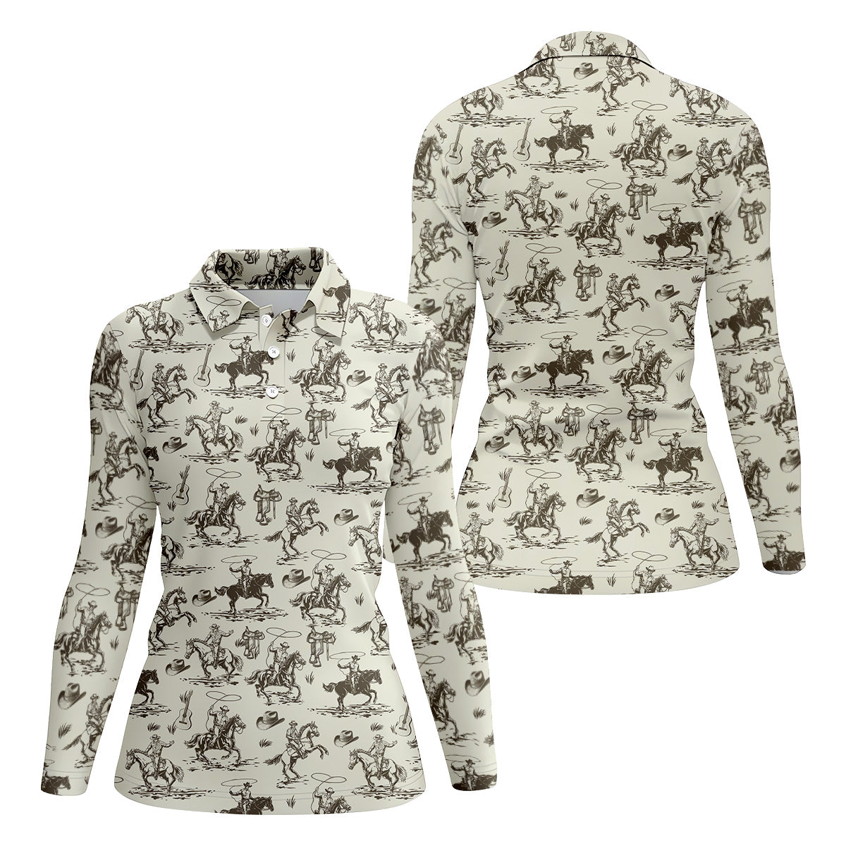 Cowboy Ride Horse Ladies Sleeveless Polo, Golf Polo Shirt, Ladies Golf Shirts, Golfing Apparel