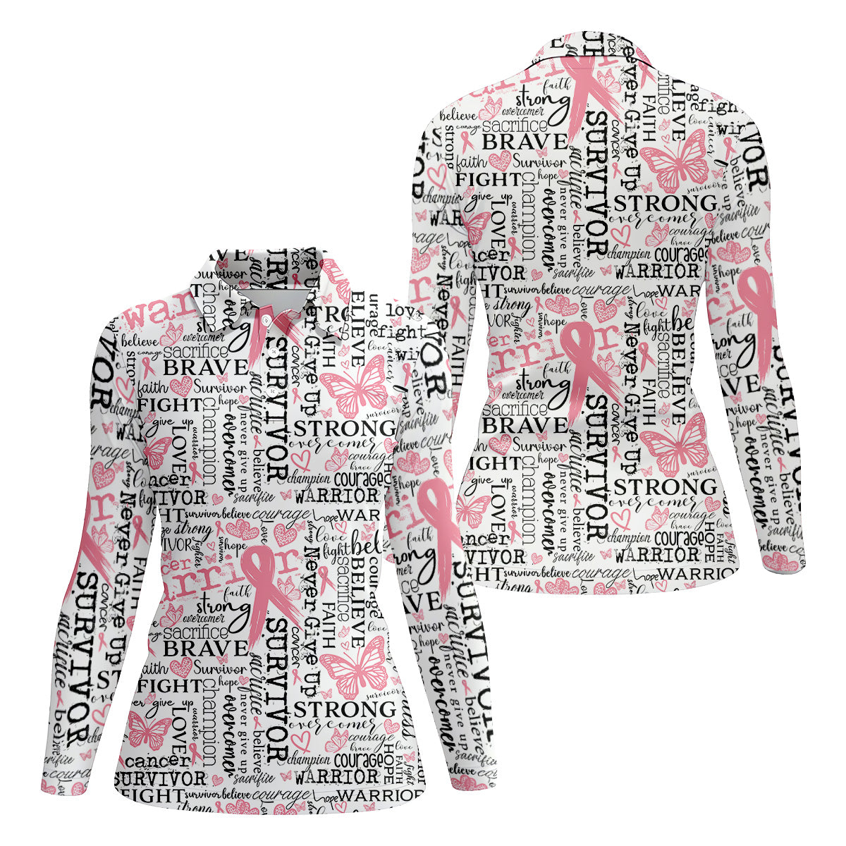 Fight Survivor Breast Cancer Golf Shirt, Breast Cancer Support Shirts, Womens Golf Polo