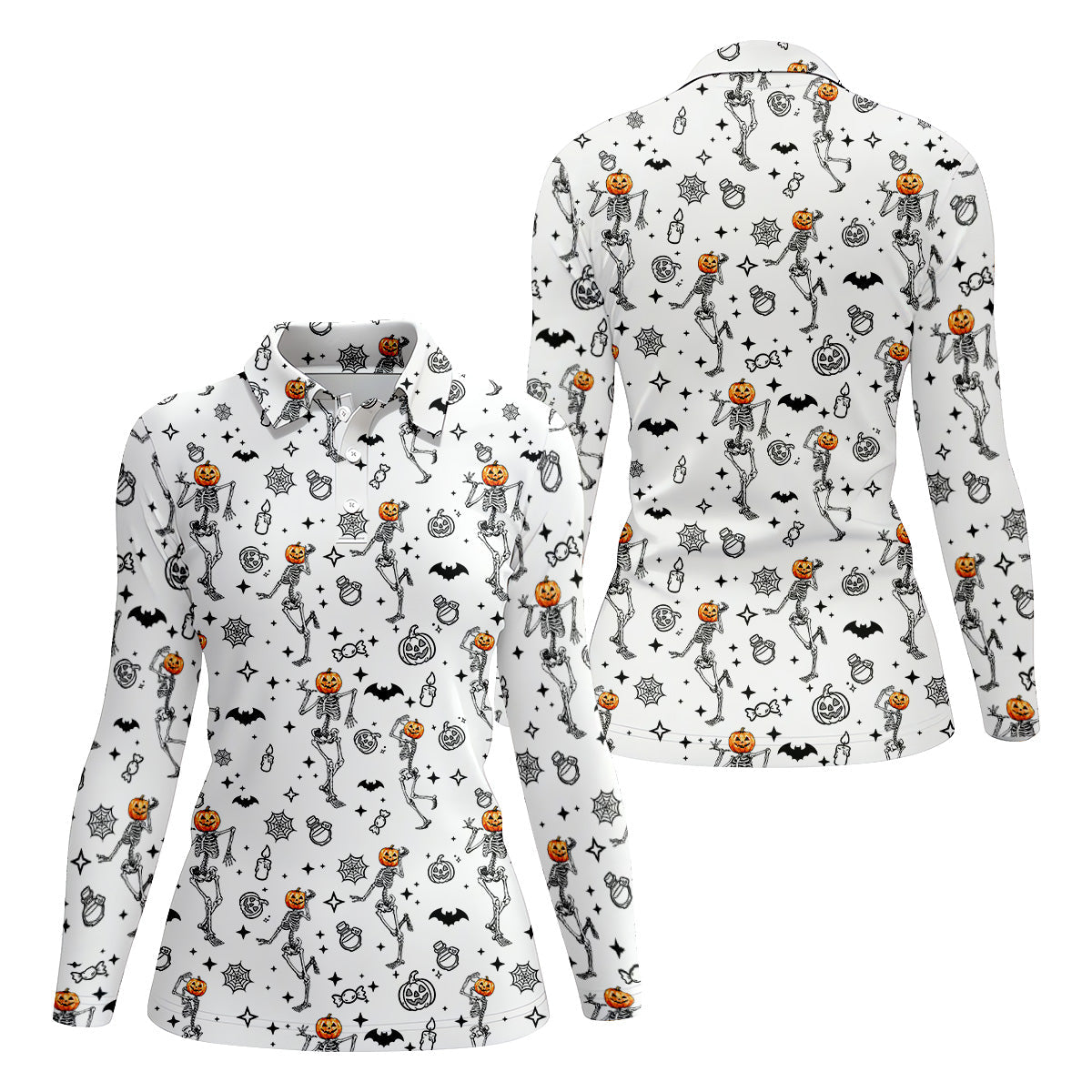Skeleton Golf Shirt, Halloween Golf Shirt, Fun Golf Polos, Sleeveless Womens Golf Shirts, Ladies Golf Shirts