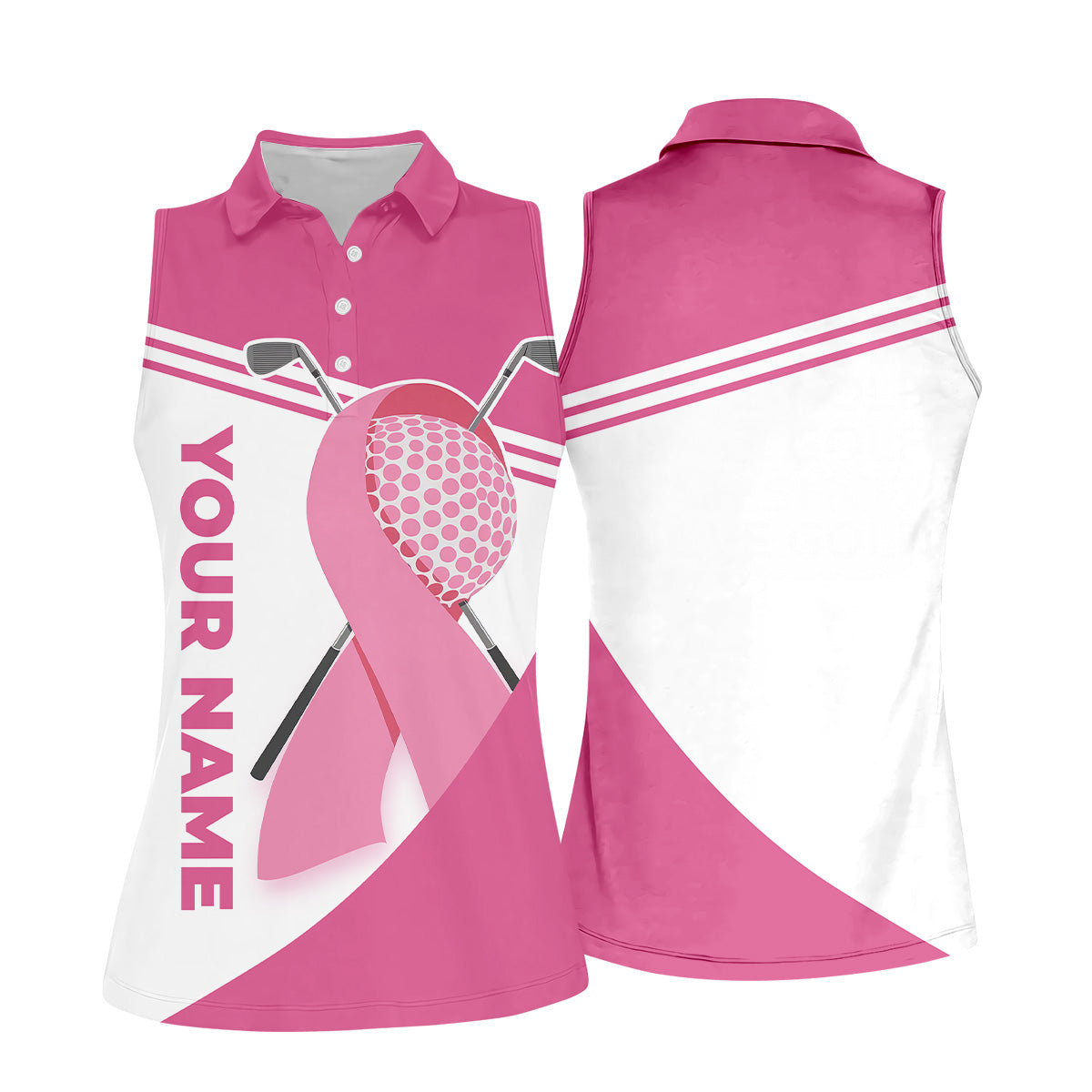 Breast Cancer Womens Golf Shirt, Pink Ribbon Golf Shirt, Breast Cancer Awareness Shirt, Ladies Golf Shirt