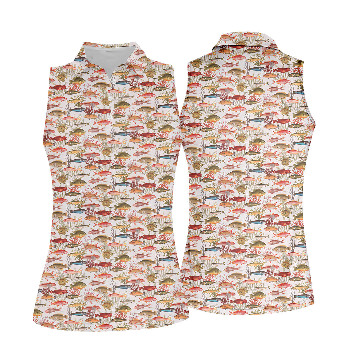 Sea Ocean Fish Golf Shirt, Funny Golf Shirt, Ladies Sleeveless Golf Shirts, Women Golf Gift