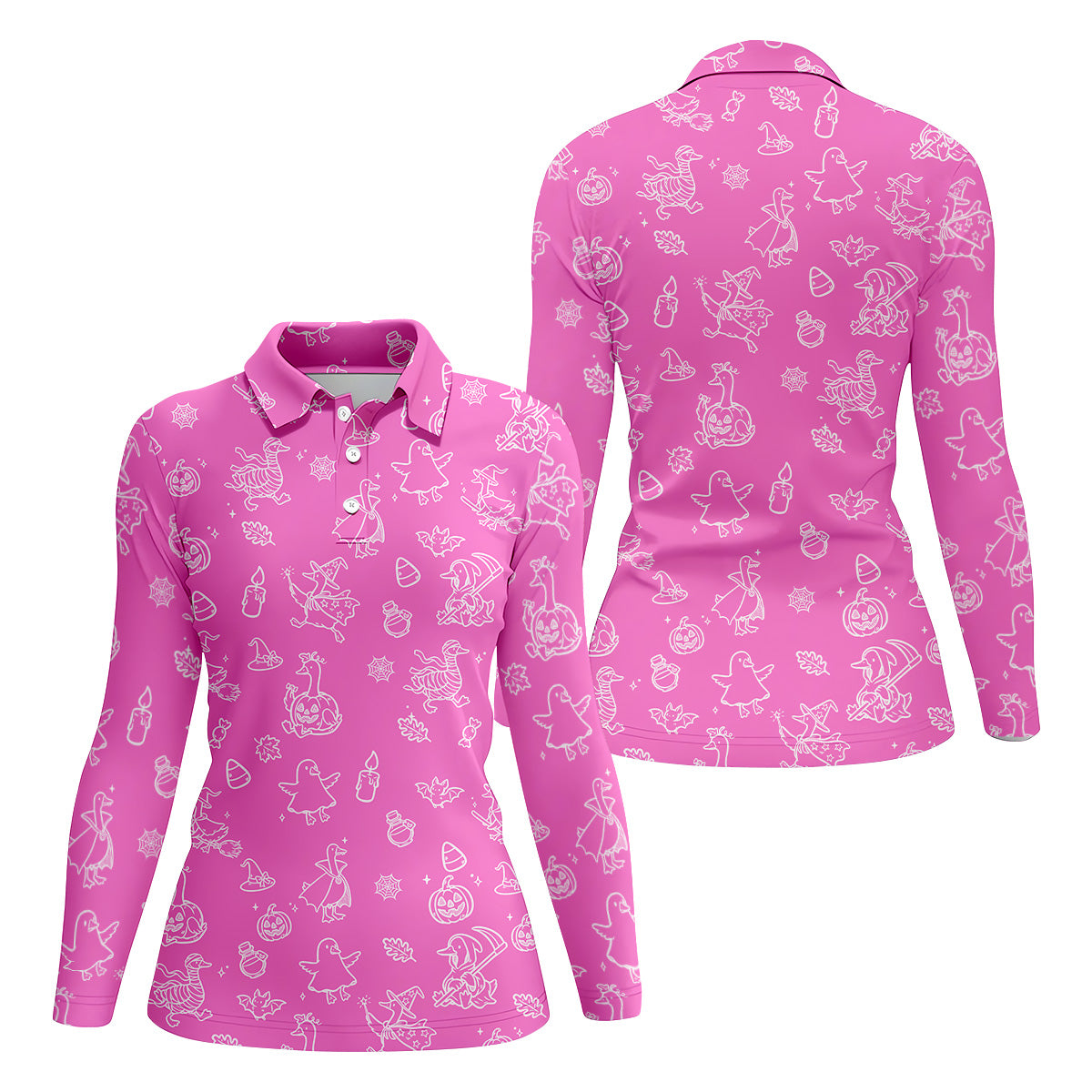 Goose Halloween, Doodle Pattern, Pink Golf Shirt, Sleeveless Womens Golf Shirts, Women Golf Top, Ladies Golf Shirts