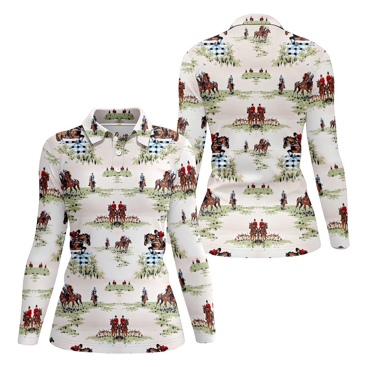 Equestrian Theme Womens Sleeveless Polo, Ladies Golf Polos, Women's Polo Shirt, Golfing Apparel