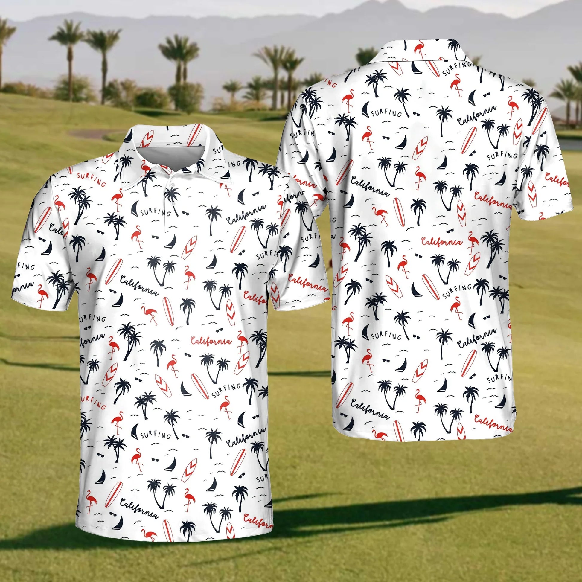 California Vibe Golf Polo Shirt, Mens Golf Shirt, Gift For Golf Lovers