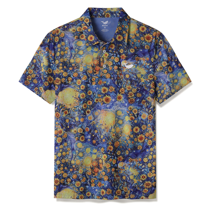 Van Gogh Sunflower Men's Golf Polo Shirt, Funny Golf Shirt, Gift For Golfers