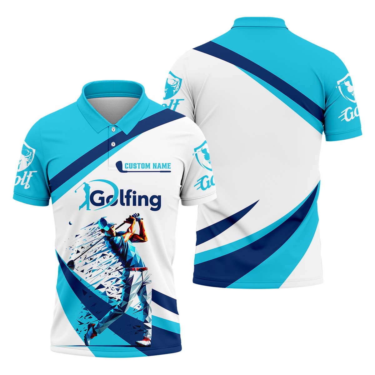 Low-Poly Golfer Swing Men's Golf Polo Shirt, Golfing Apparel, Mens Golf Gift