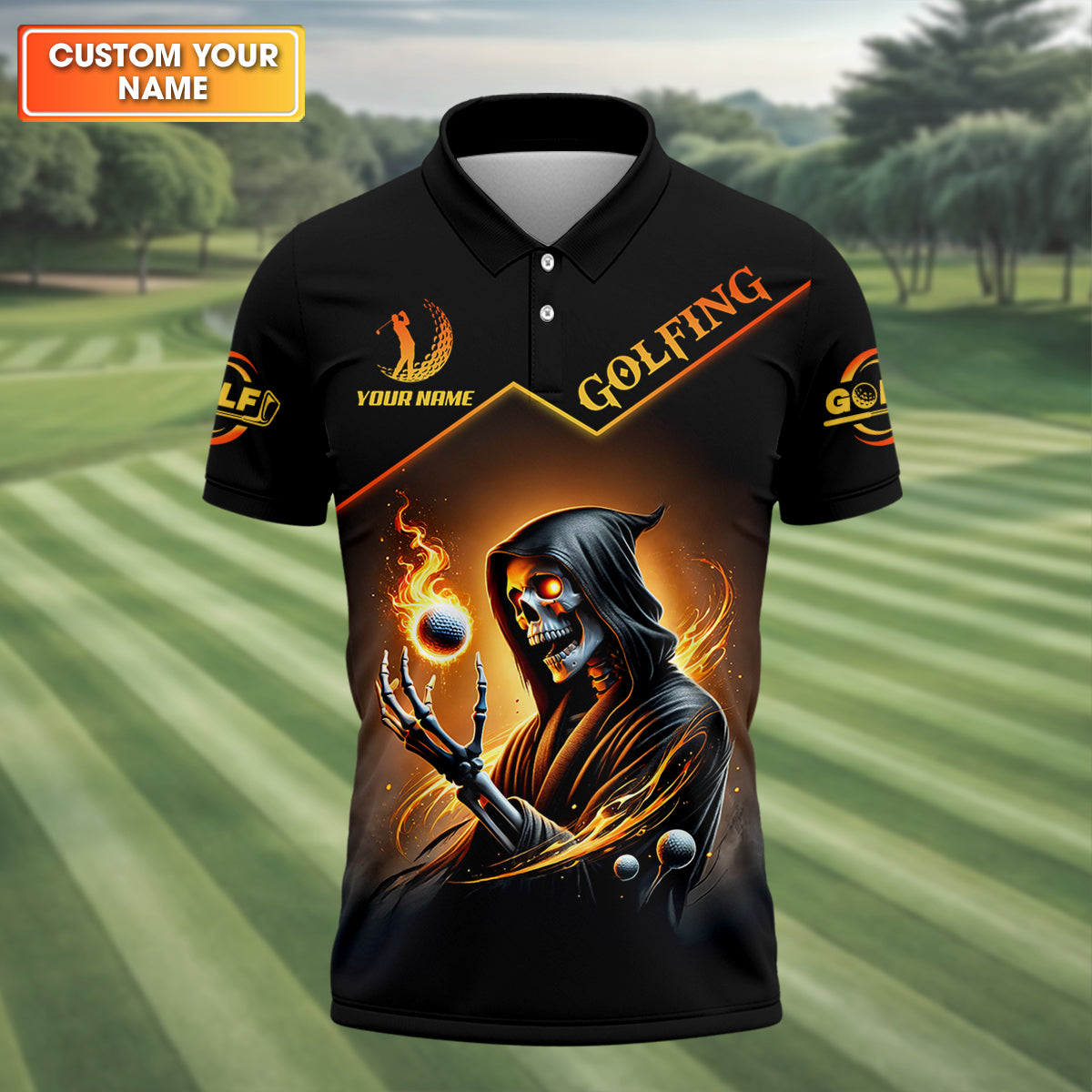 It Takes A Lot Of Golf Balls To Golf Like I Do Golden Fire Custom Men's Golf Polo Shirt, Dad Golf Gifts