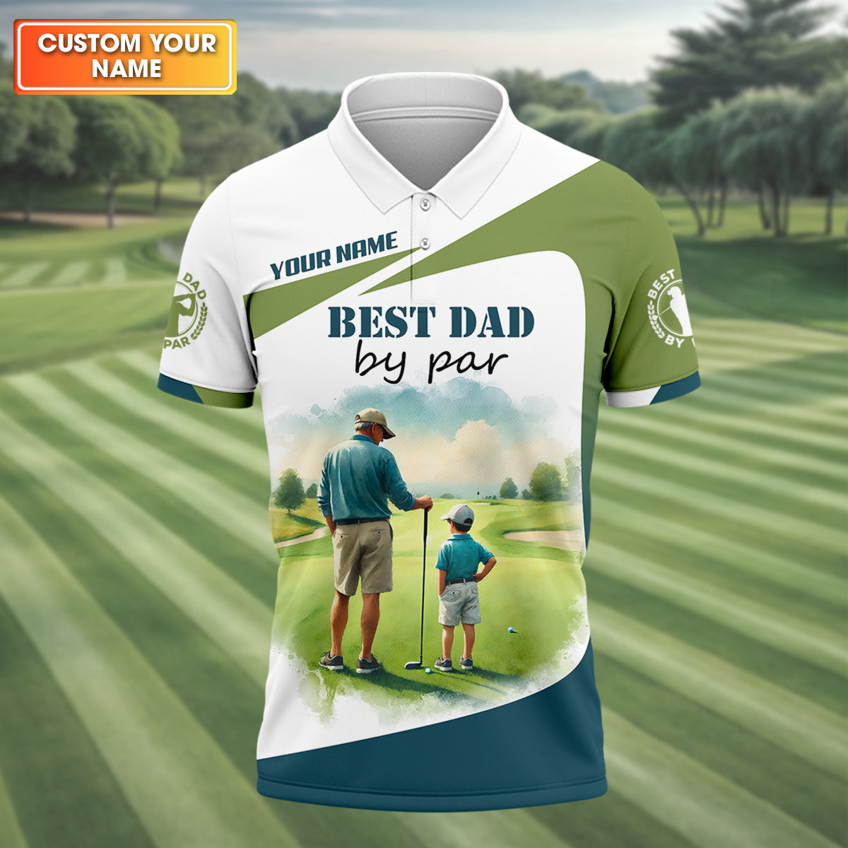 Custom Best Dad By Par Golf Polo Shirt, Father And Son Shirt, Gift For Golfers