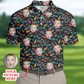 Custom Shirts With Faces, Funny Golf Polo Shirt, Gifts For The Golfing Dad, Golf Gift For Dad