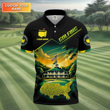 Custom Augusta Golf Course Polo Shirt, Golfing Apparel, Mens Golf Gift, Funny Golf Shirt