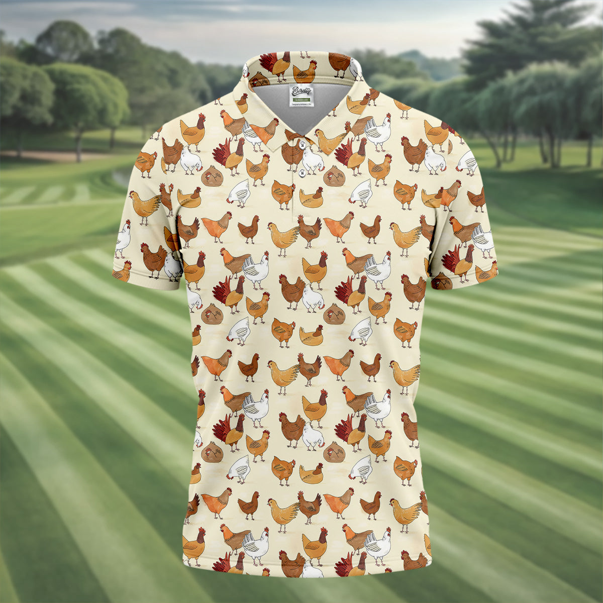 Chicken Family Custom Men's Funny Graphic Golf Polo Shirt, Chicken Lover Gifts, Dad Golf Gift