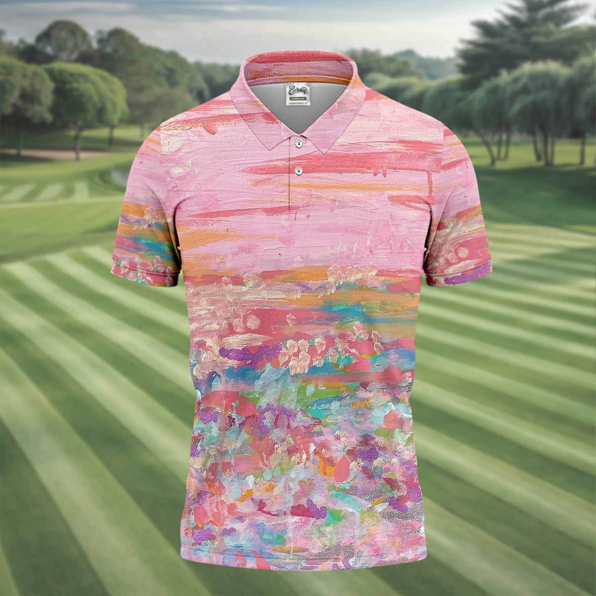 Ombre Colorful Breast Cancer Golf Shirt, Mens Pink Golf Polo, Matching Golf Shirt, Golf Gift For Men
