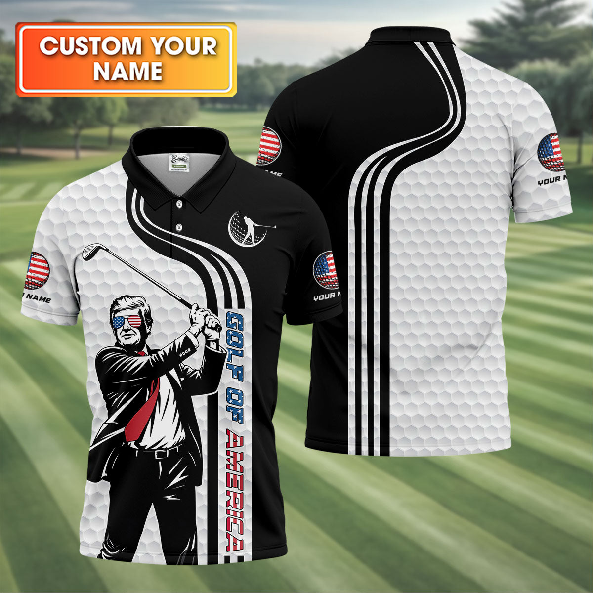 Golf Of America Mens Patriotic Golf Shirts, Mens Golf Gift, Mens Golf Polo Shirts, Golf Shirts For Men