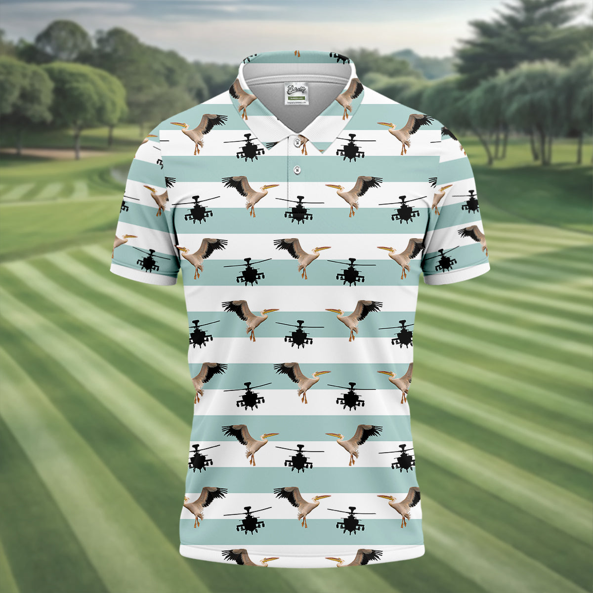 Funny Pelicans Golf Polo Shirt, Mens Golf Gift, Mens Tropical Shirts