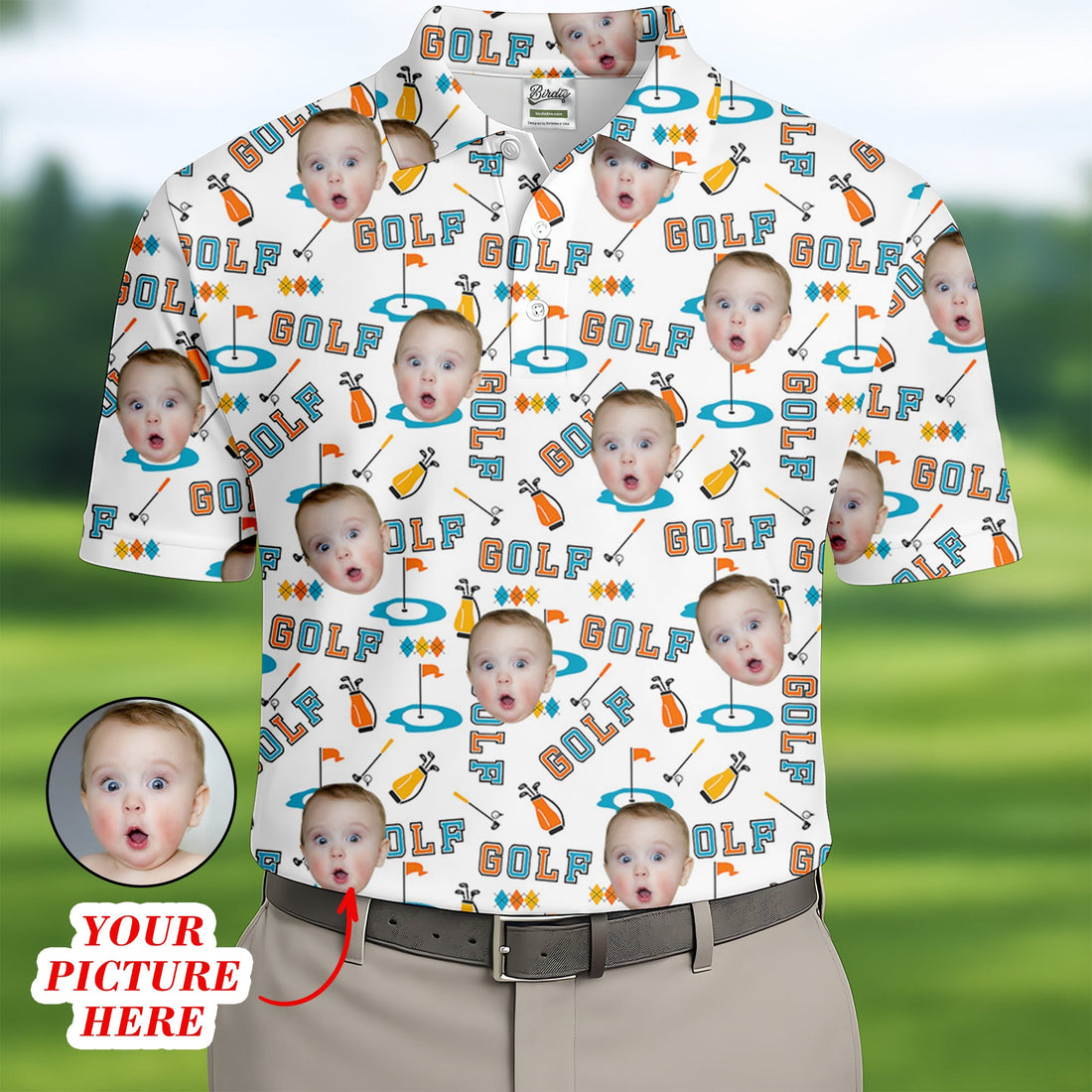 Custom Kids Photo Golf Shirt, Funny Golf Polo Shirt, Gifts For The Golfing Dad, Christmas Golf Gift