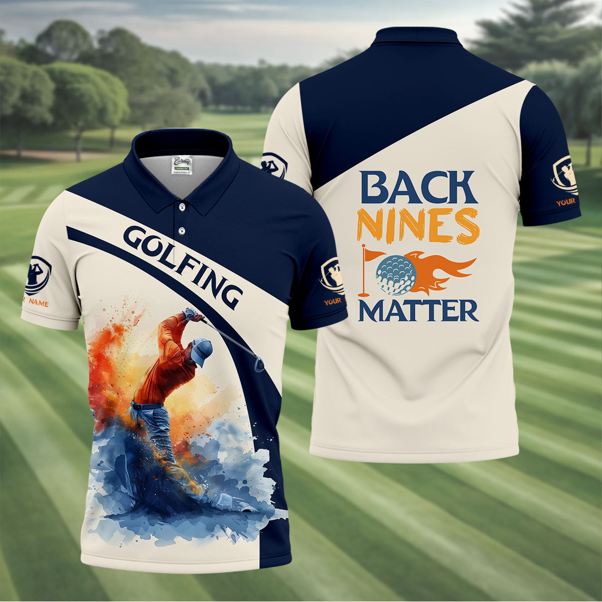 Back Nines Matter Custom Golf Polo Shirt, Funny Golf Shirt, Golf Polos For Men, Dad Golf Gift