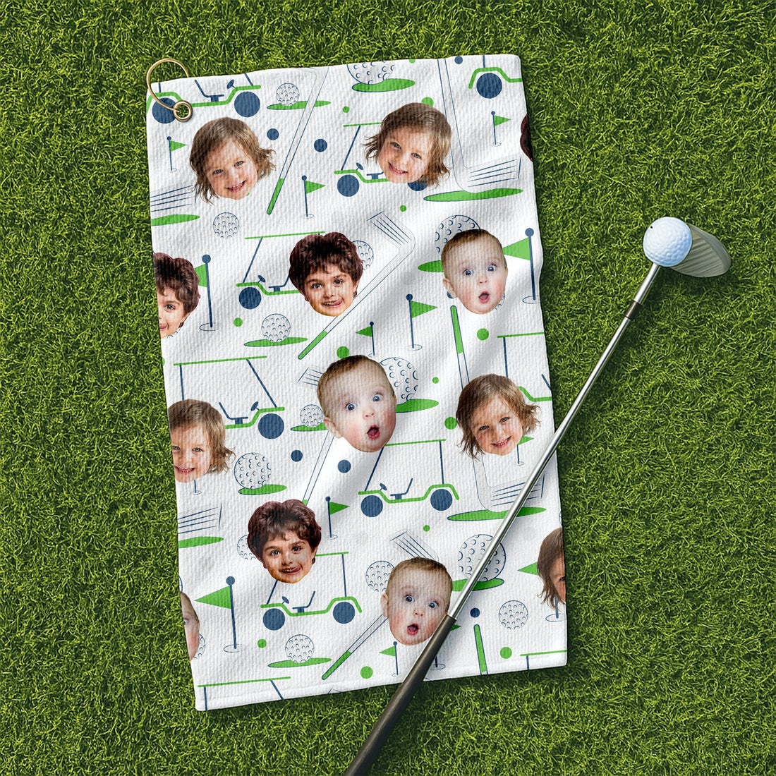 Custom Golf Towel With Kids Photo, Funny Golf Towel, Golf Rag, Christmas Golf Gift