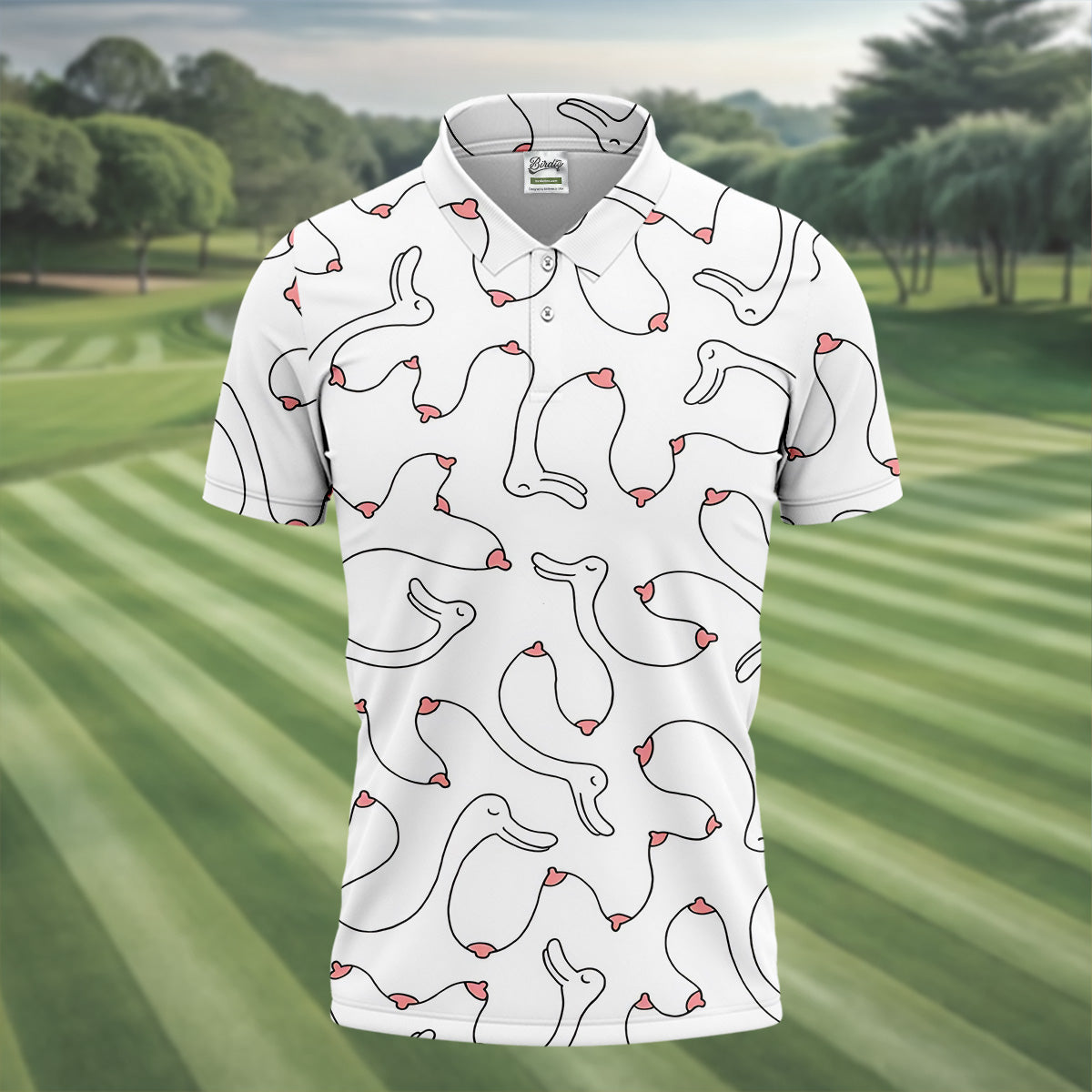 Funny Boob Goose Golf Polos For Men, Fun Golf Shirt, Best Golf Gift For Dad