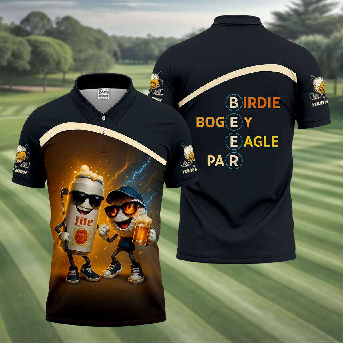 Funny Golf And Beer Custom Polos For Men, Dad Golf Gift, Golfing Apparel, Mens Polo Shirts