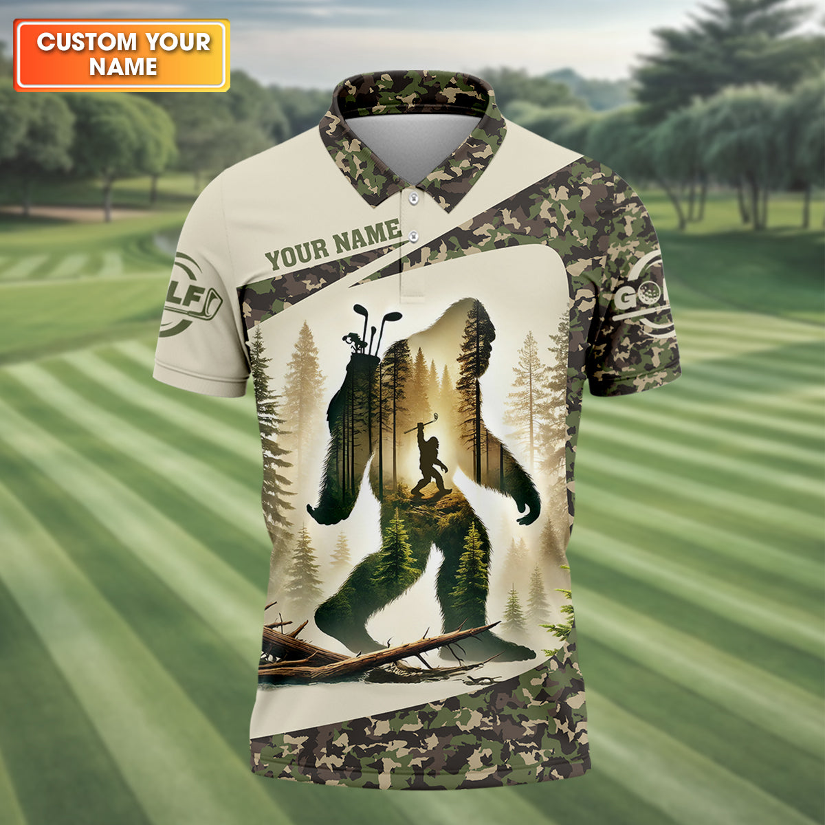 Not All Who Wander Are Lost Bigfoot Custom Men's Golf Polo Shirt, Golfing Apparel, Golf Gifts For Men