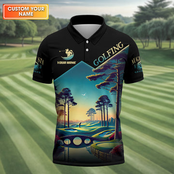 Custom Augusta Georgia Hogan Bridge Men's Golf Polo Shirt, Golfing Apparel, Golf Gifts For Men