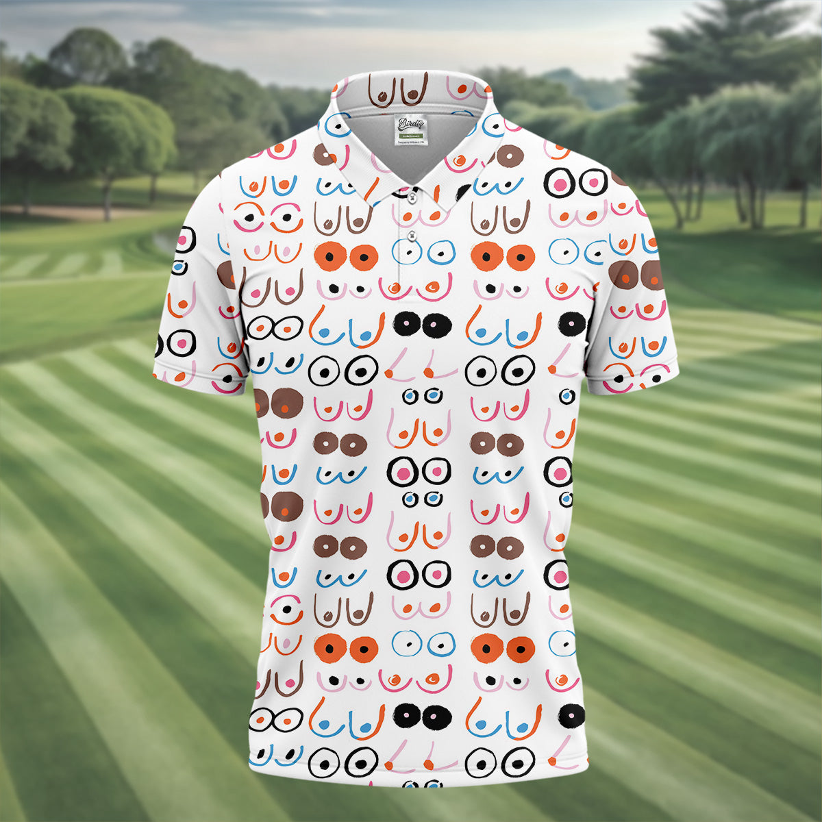 Funny Boob Men Golf Polo Shirt, Fun Golf Polos, Humorous Golf Shirts, Dad Golf Gift, Best Dad Ever