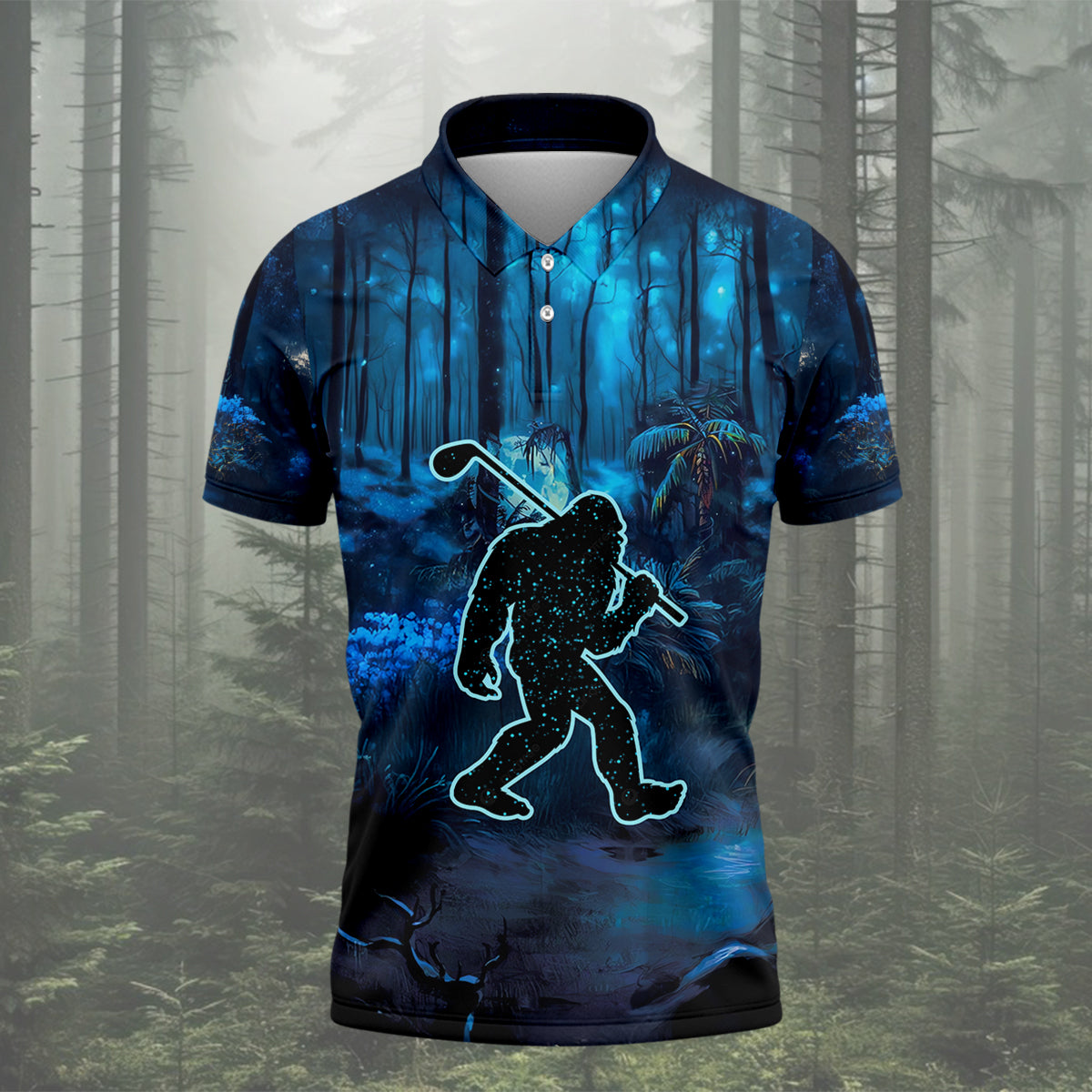 Not All Who Wander Are Lost Bigfoot Men's Golf Polo Shirt, Funny Golf Shirt, Dad Golf Gift