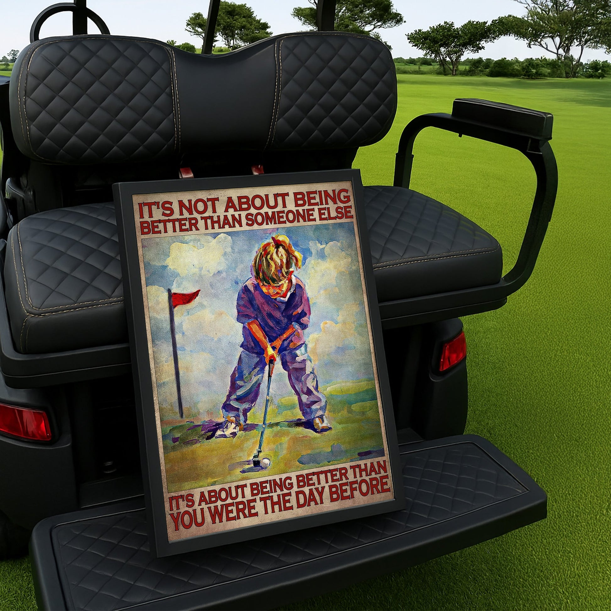 It's Not About Being Better Than Someone Else Canvas Wall Art, Golf Decor, Gift For Golf Lovers