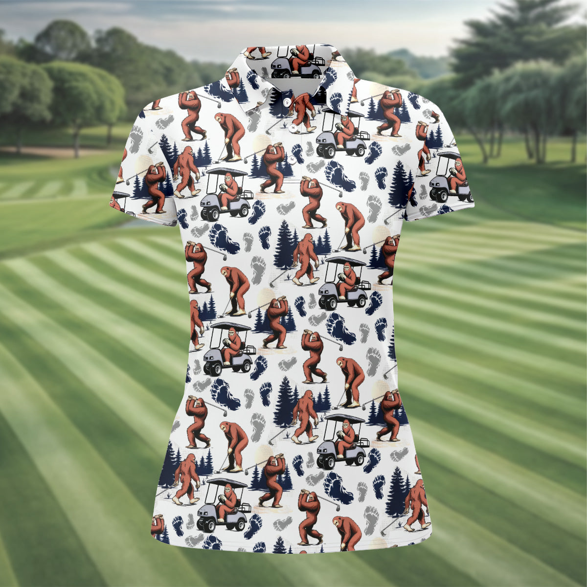 Sasquatch Golf Shirt, Bigfoot Shirt, Fun Womens Golf Shirts, Matching Golf Shirts, Ladies Golf Shirts