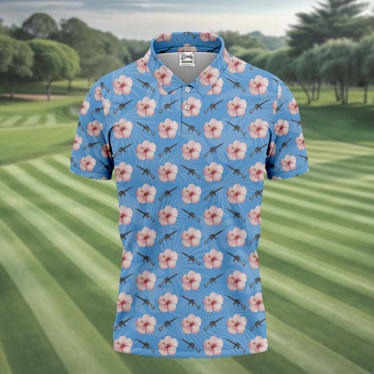 Floral Golf Polo Shirts, Golfing Apparel, Men Golf Gift, Funny Golf Shirt